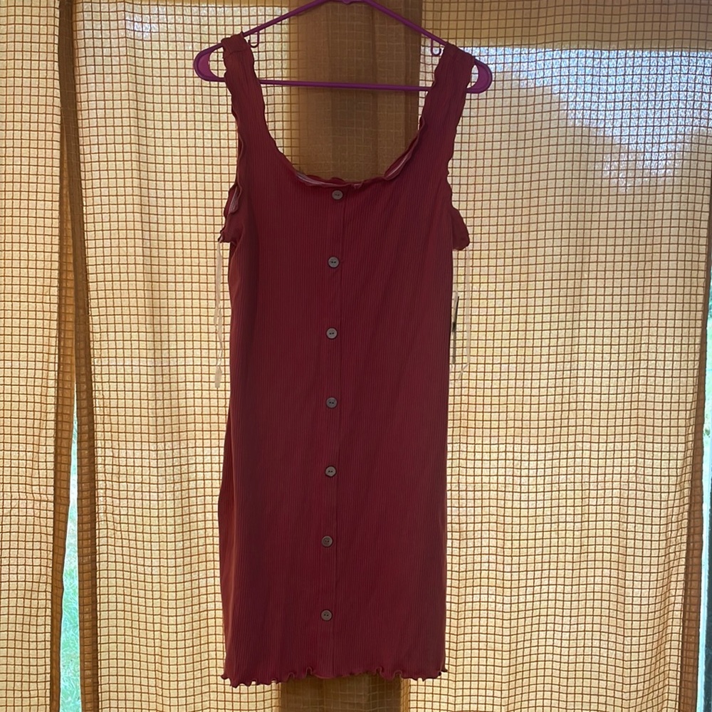 No Boundaries Rib Tank Button Dress